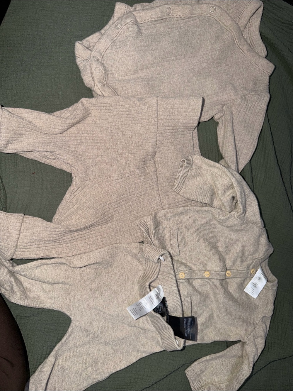 Beige Ribbed baby set